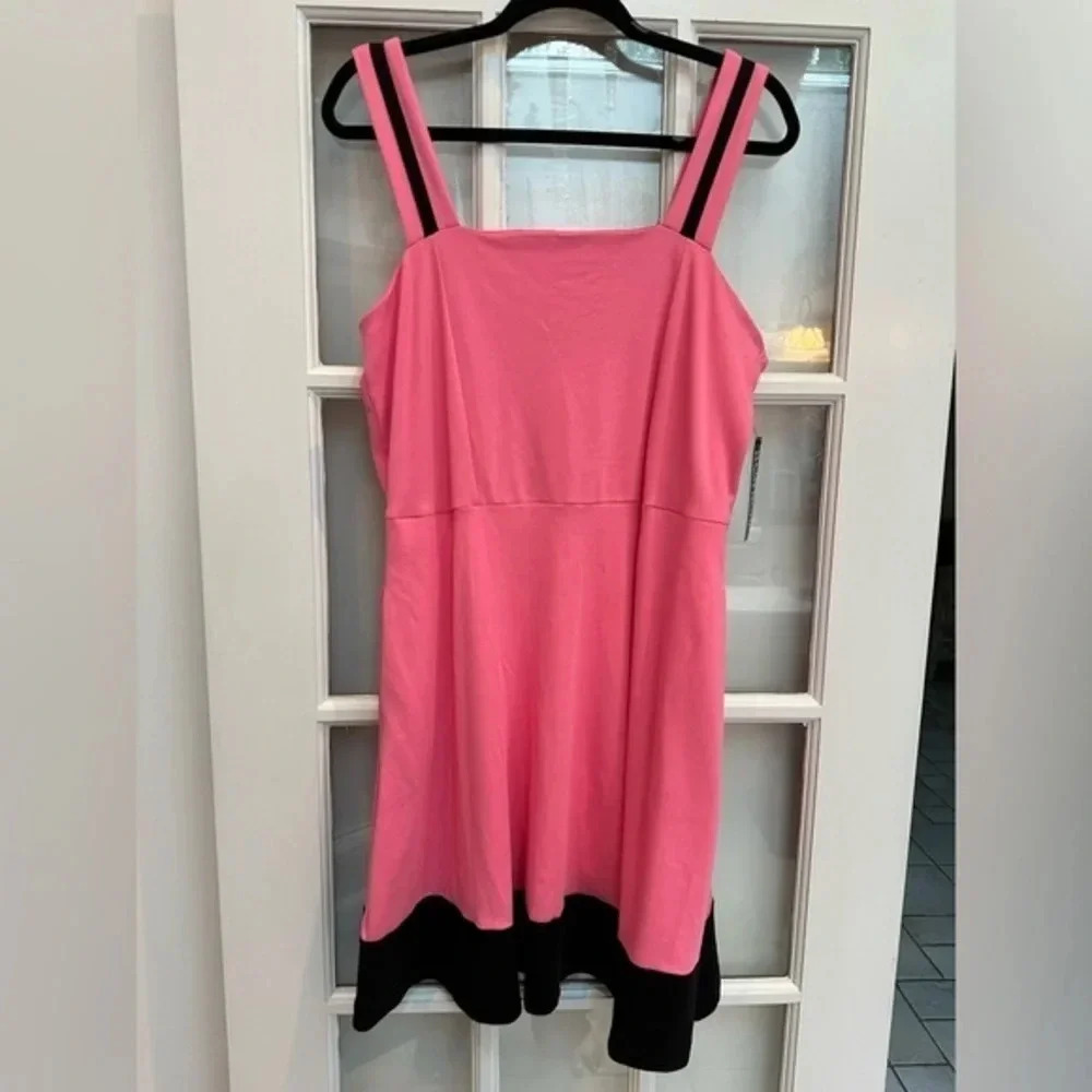 New York & Company Sundress Dress Large Pink Cotton Sleeveless Pullover NWT